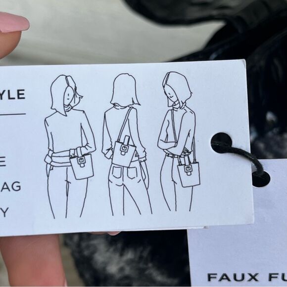 NWT | BRAHMIN Black Faith 3 in 1 Wichita Wristlet Crossbody Handbag Fur Bag - Picture 8 of 15